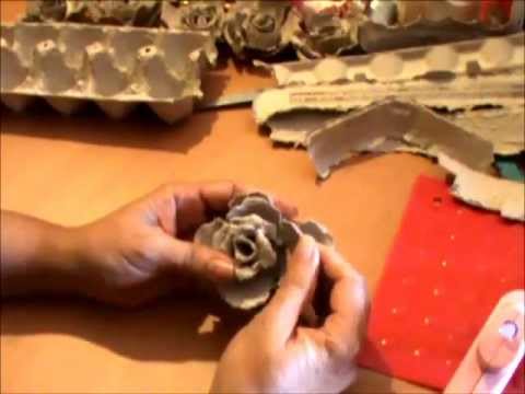 Egg Carton Flower making a rose diy, how to