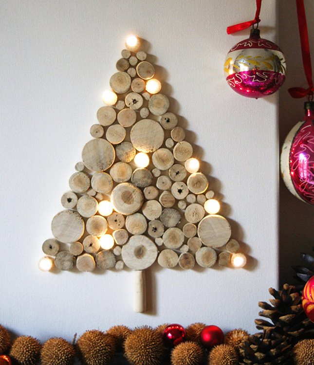 Christmas tree made with driftwood logs