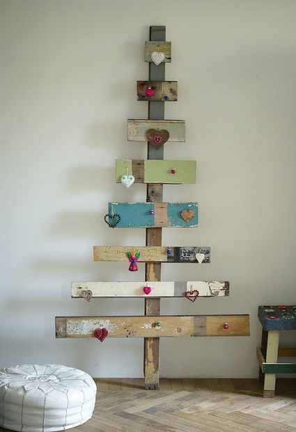 Christmas tree made with scrap wood