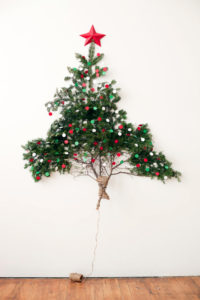 Christmas tree with natural branches