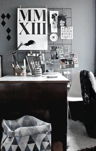 black and white workspace